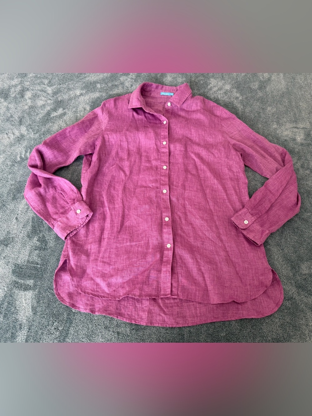 J.McLaughlin Purple 100%Linen Button Down Long Sleeve Shirt Women's M Resort